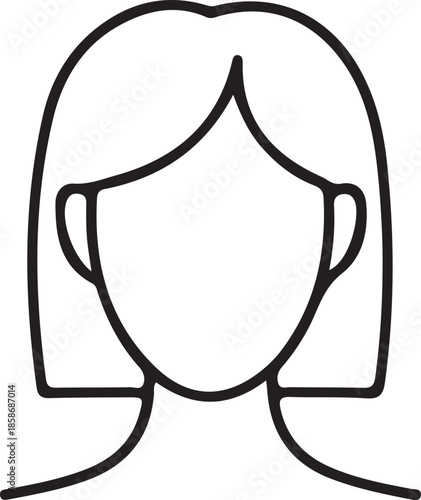 Minimalist Person Portrait Icon: Straight Bob Hairstyle Outline and Beauty Salon Identity Symbol