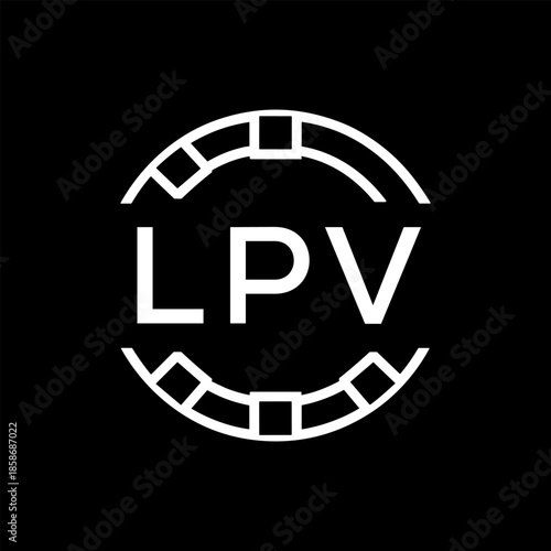 Clean Line Art Monogram Emblem for Brands, LPV  Later Logo, Unique Letter Logo with Circular Motif, 
