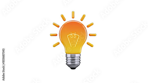Glowing Light Bulb Idea Concept on White Background