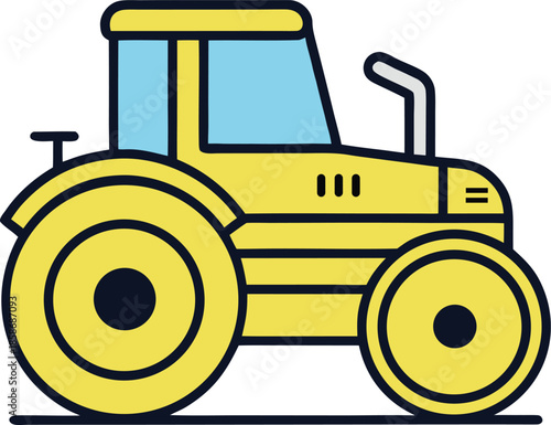 Construction Site Road Roller Equipment Illustration