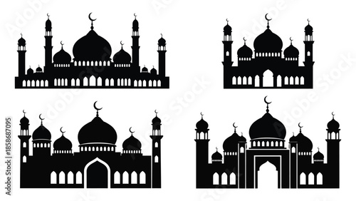 Silhouettes of islamic mosques