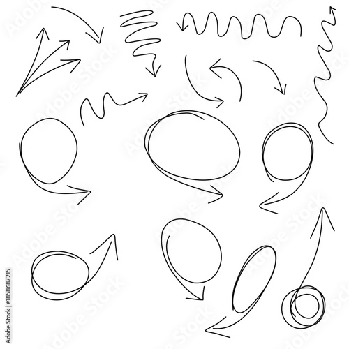 Collection of Hand drawn Sketch Arrows and Circles
