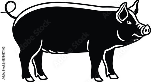 pig cartoon silhouette vector illustration
