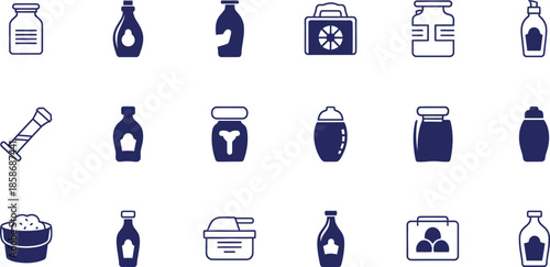 Collection of various beverage and chemical containers icons