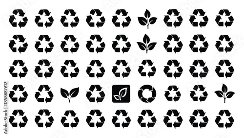Collection of recycling and environmental symbols