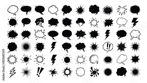 Collection of various speech bubbles and icons