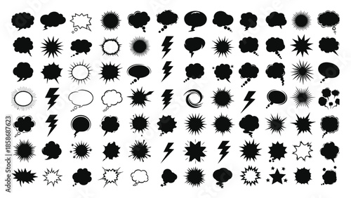 Collection of various iconic shapes and symbols