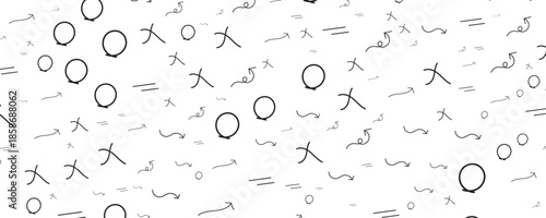 Letters. Abstract background. Seamless pattern. Cover design template, background, wrapping paper, t-shirt. Black letters on white background.