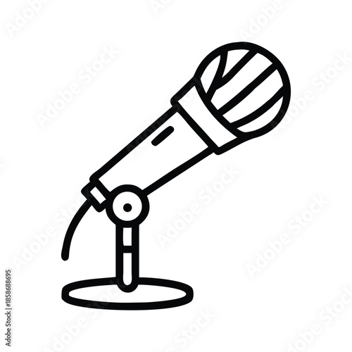 Retro microphone isolated on white background for music, audio, and broadcasting design