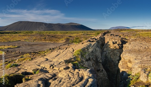 Canvastavla panorama view of the fault line of the rift valley of the Mid-Atlantic Ridge at