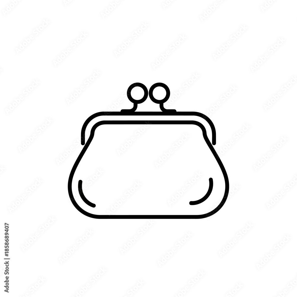 Fototapeta premium Minimalist Black and White Coin Purse Icon for Fashion and Accessories Design