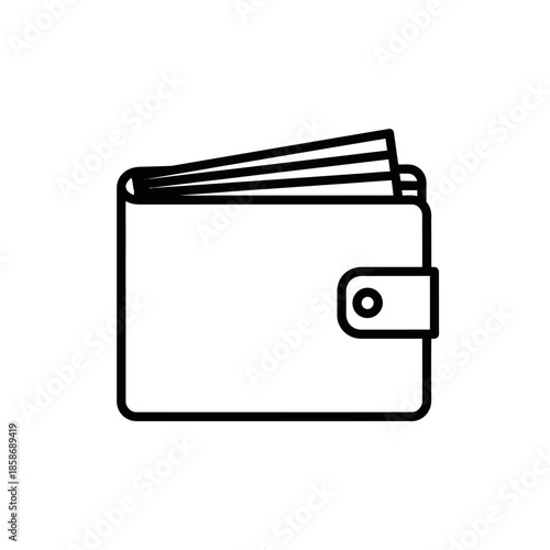 Minimalist Black and White Wallet Illustration for Financial or Design Concepts