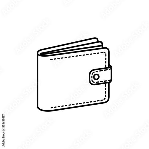 Minimalist Black and White Wallet Line Drawing for Financial Concept