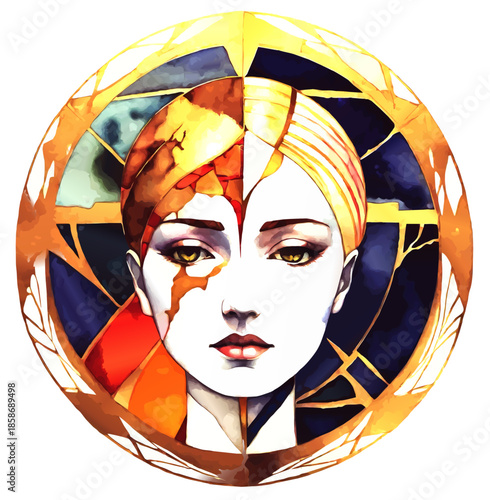 abstract female face godess symbol vector illustration