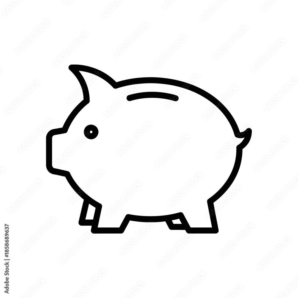 Obraz premium Minimalist Black and White Pig Icon for Animal and Wildlife Graphics