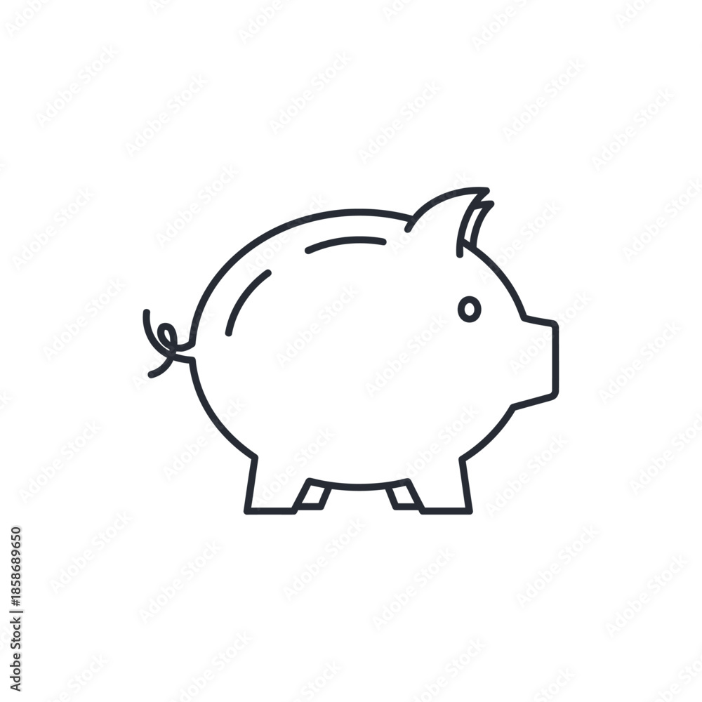 Fototapeta premium Minimalist Black and White Piggy Bank Illustration for Financial Growth Concept