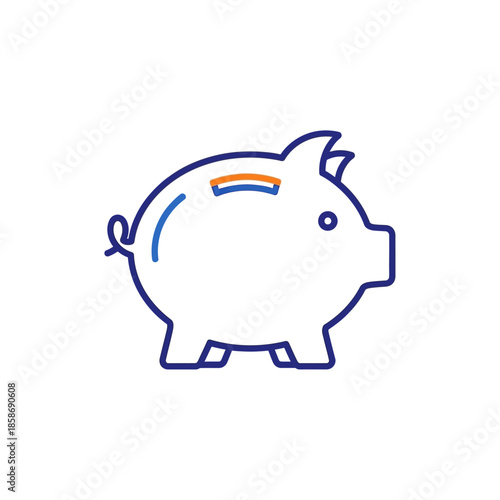 Minimalist Illustration of a Piggy Bank with Coin Slot and Saving Concept