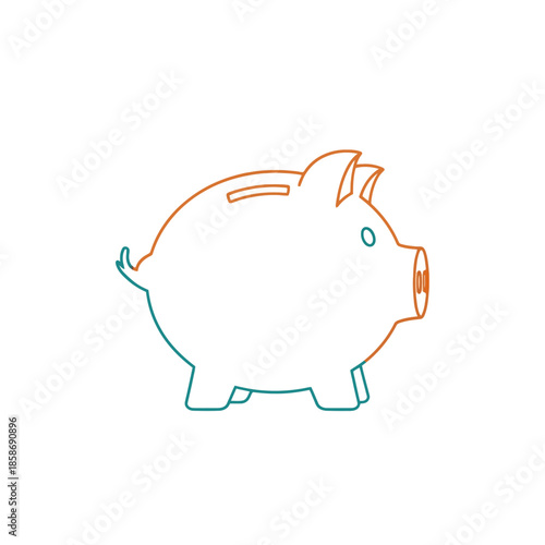 Minimalist Line Art Illustration of a Piggy Bank for Financial Savings Concept