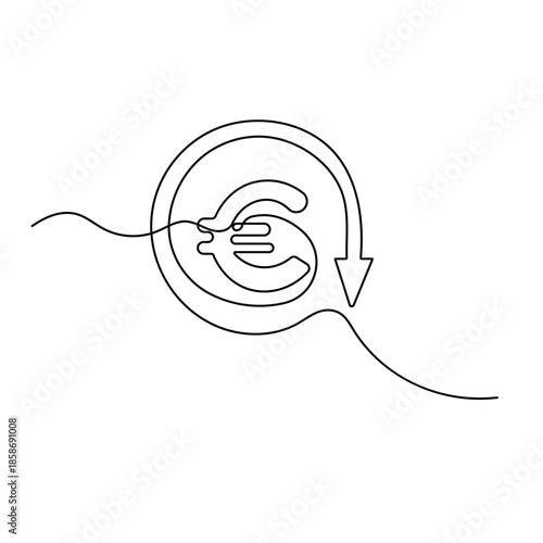 Vector continuous line drawing of euro money stack and economy concept
