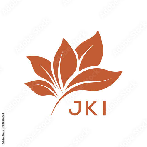 Modern Abstract Botanical Logo with Leaf Motif and Letter mark JKI  Later Logo,
