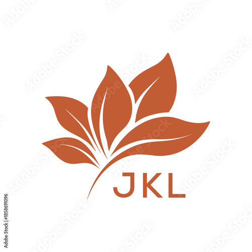 Modern Abstract Botanical Logo with Leaf Motif and Letter mark JKL  Later Logo,
