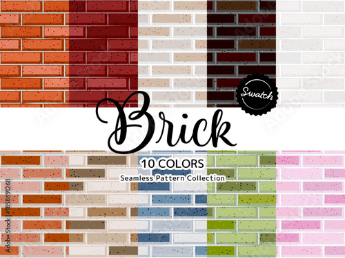 色違いのシームレスパターンのセット レンガ