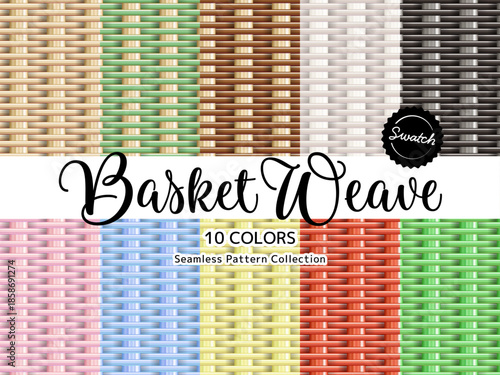 色違いのシームレスパターンのセット バスケット