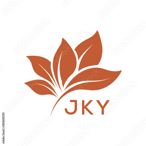 Modern Abstract Botanical Logo with Leaf Motif and Letter mark JKY  Later Logo,
