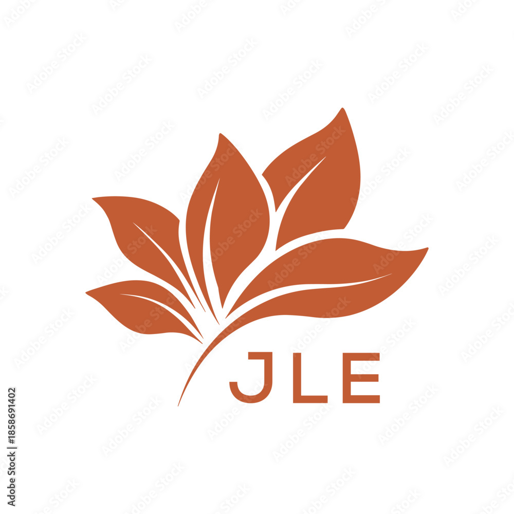 Obraz premium Modern Abstract Botanical Logo with Leaf Motif and Letter mark JLE Later Logo, 