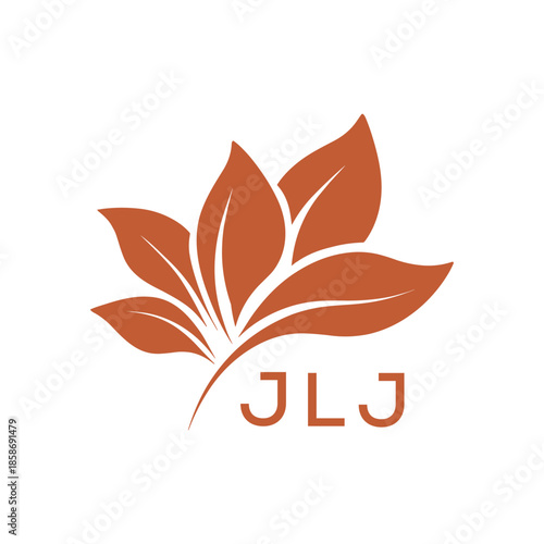 Modern Abstract Botanical Logo with Leaf Motif and Letter mark JLJ  Later Logo,


