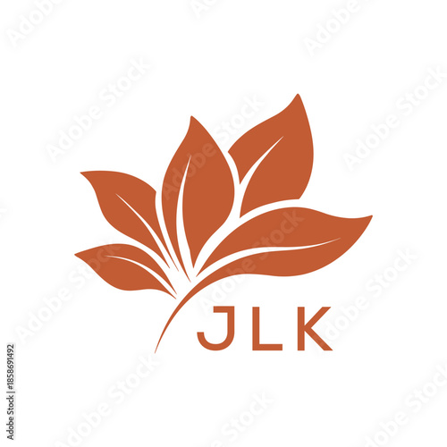 Modern Abstract Botanical Logo with Leaf Motif and Letter mark JLK  Later Logo,

