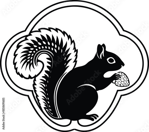 squirrel emblem silhouette vector illustration
