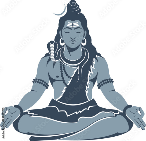 Hindu God Shiva Meditation Illustration