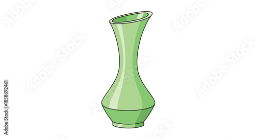 Elegant light green ceramic vase with a curved neck and wide base designed for simple home interior decoration.