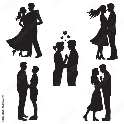 Couple Silhouettes in Various Poses