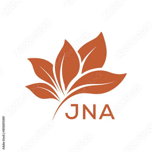Modern Abstract Botanical Logo with Leaf Motif and Letter mark JNA  Later Logo,
