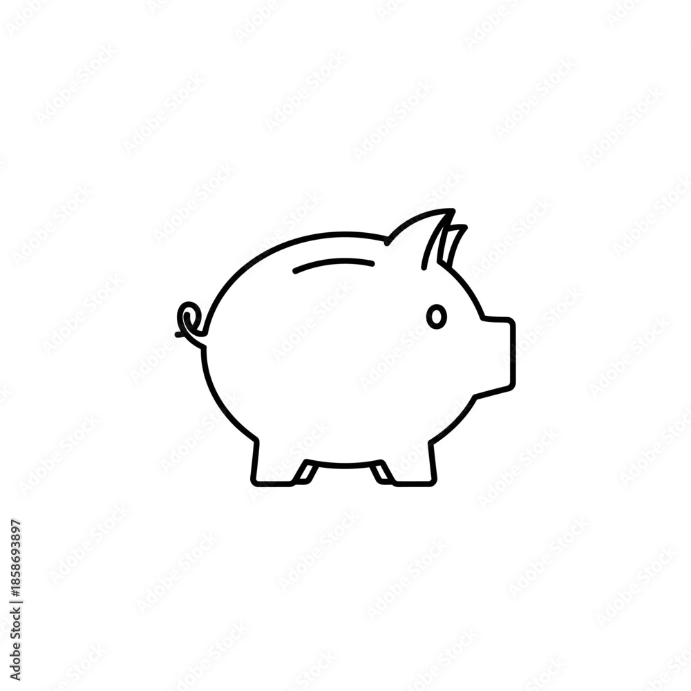 Obraz premium Minimalist Line Art Illustration of Piggy Bank for Financial Savings Concept