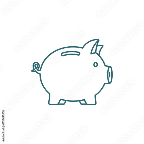 Minimalist Line Art Illustration of Cute Piggy Bank for Financial Savings Concept