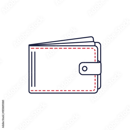 Minimalist Line Art Wallet Illustration for Financial and Personal Accessories