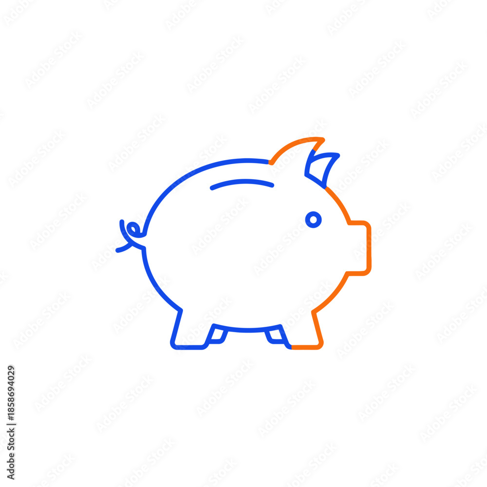 Obraz premium Minimalist Line Art of a Piggy Bank for Financial Savings and Budgeting Concepts