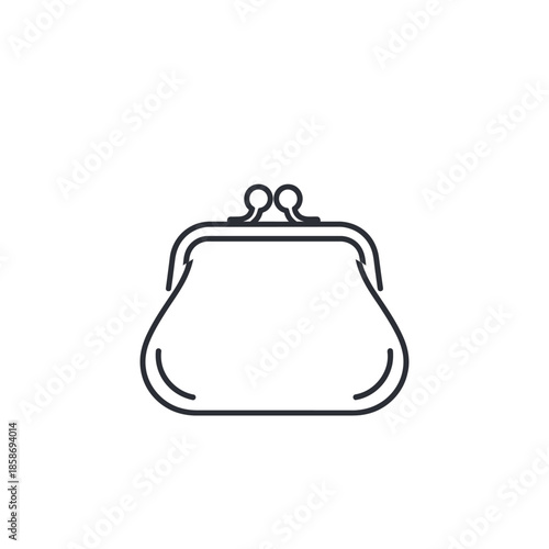Minimalist Line Drawing of Elegant Coin Purse with Metal Clasp for Fashion Accessories