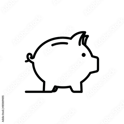 Minimalist Line Art of a Piggy Bank Illustration for Financial Savings Concept
