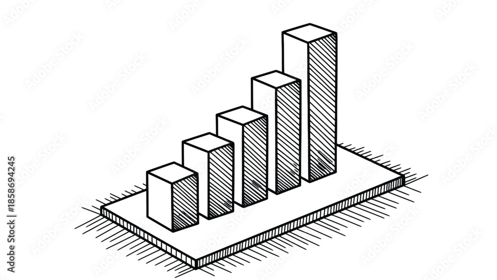 Fototapeta premium Abstract Bar Chart Illustration Showing Progressive Growth And Business Trend For Analysis
