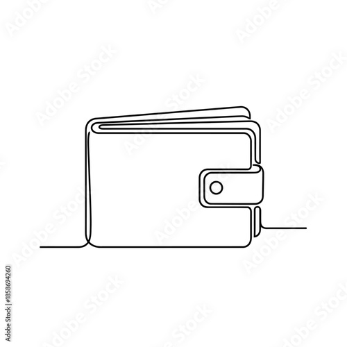 Minimalist Line Drawing of a Wallet with Card Slot for Financial and Business Use