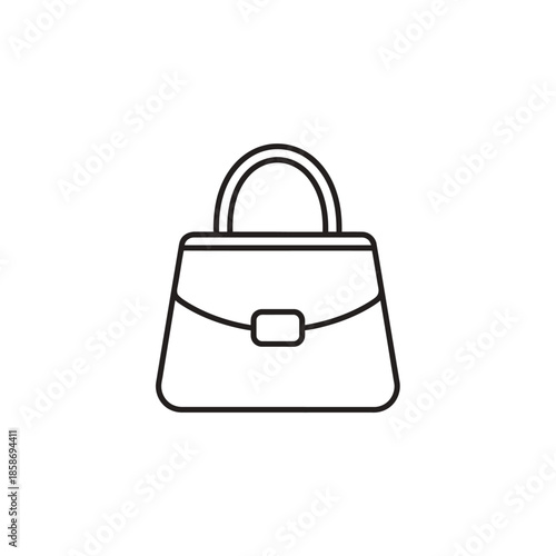 Minimalist Outline Illustration of a Classic Handbag for Fashion and Accessories Visuals