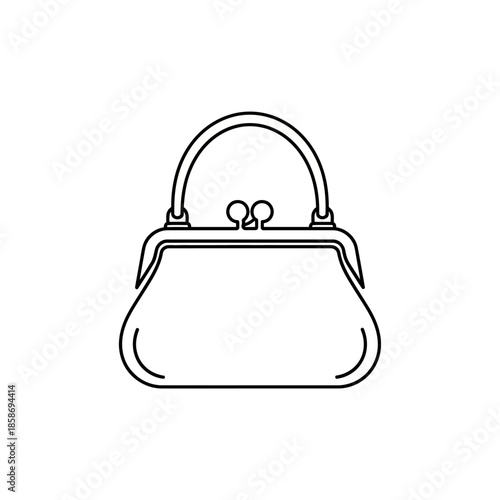 Minimalist Monochrome Line Drawing of Classic Handbag for Fashion and Accessory Design