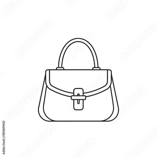 Minimalist Outline Illustration of Elegant Handbag for Fashion and Accessories Visuals