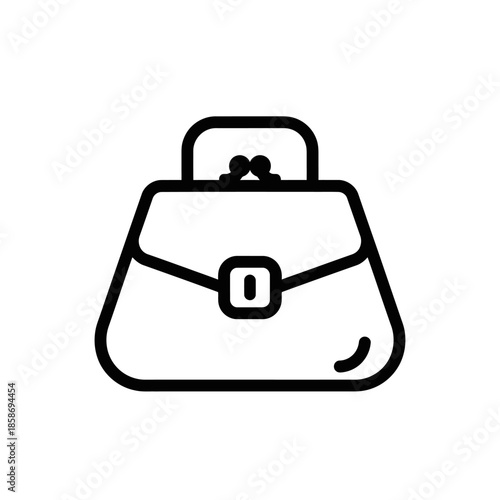 Minimalist Outline of a Compact Handbag with Strap for Fashion Accessories