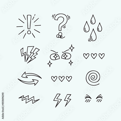 Hand Drawn Icons Set with Various Symbols.