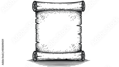 Vintage Scroll Illustration: Blank Parchment Roll for History, Education, and Decor Projects